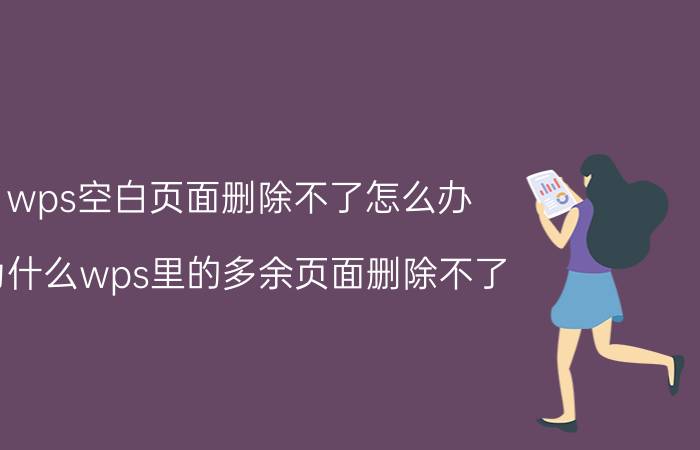 wps空白页面删除不了怎么办 为什么wps里的多余页面删除不了？